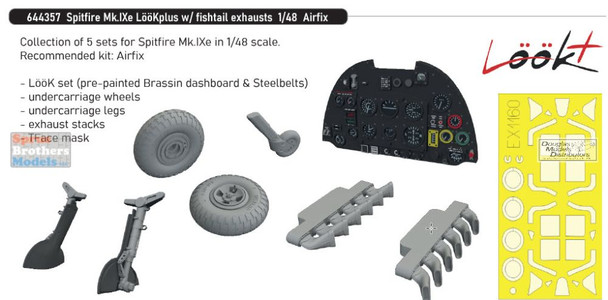 EDU644357 1:48 Eduard LookPlus - Spitfire Mk.IXe with Fishtail Exhausts Detail Set (AFX kit)