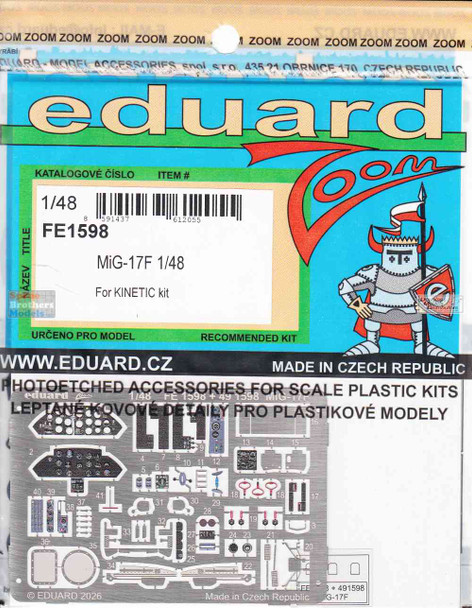 EDUFE1598 1:48 Eduard Color Zoom PE - MiG-17F Fresco (KIN kit)