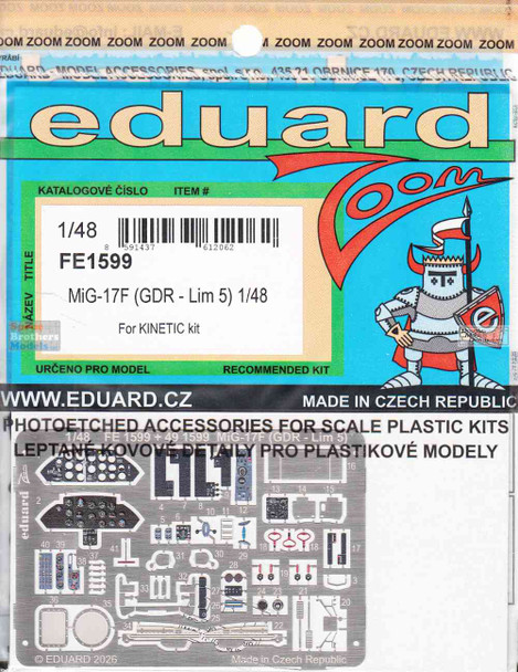 EDUFE1599 1:48 Eduard Color Zoom PE - MiG-17F (GDR LIM-5) Fresco (KIN kit)