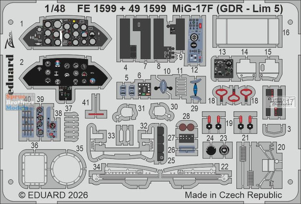 EDUFE1599 1:48 Eduard Color Zoom PE - MiG-17F (GDR LIM-5) Fresco (KIN kit)