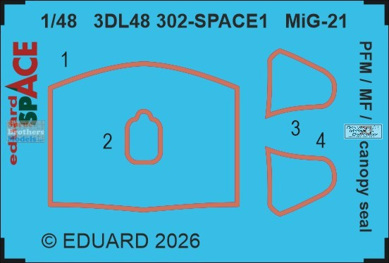EDU3DL48302 1:48 Eduard SPACE - MiG-21PFM MiG-21MF MiG-21R Fishbed Canopy Seal (EDU kit)
