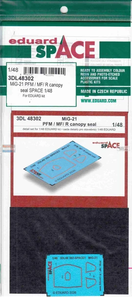 EDU3DL48302 1:48 Eduard SPACE - MiG-21PFM MiG-21MF MiG-21R Fishbed Canopy Seal (EDU kit)
