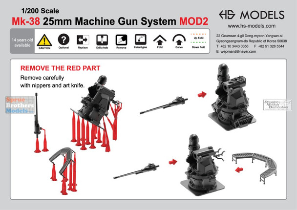 HSMU200091U 1:200 HS Models Mk.38 25mm Machine Gun System MOD2
