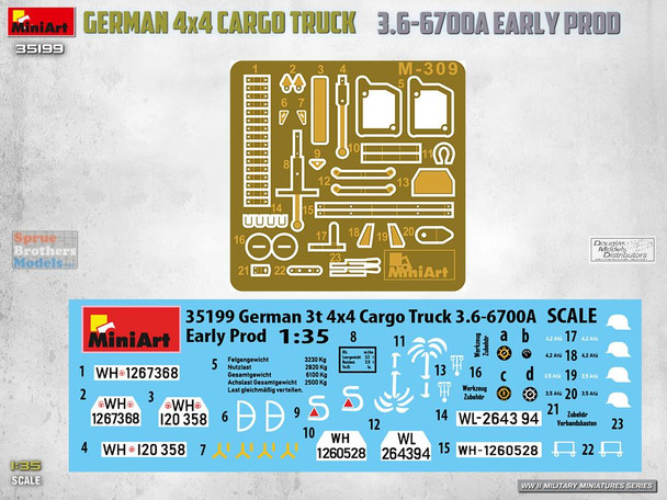 MIA35199 1:35 Miniart German 4x4 Cargo Truck TPE 3.6-6700A Early Production
