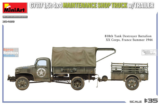 MIA35498 1:35 Miniart G7117 1.5t 4x4 Maintenance Shop Truck with Trailer