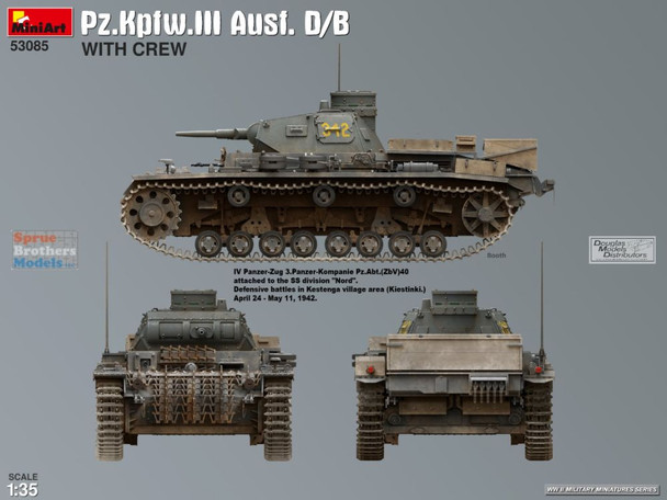 MIA53085 1:35 Miniart Panzer Pz.Kfw.III Ausf.D/B with Crew