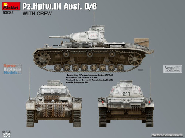 MIA53085 1:35 Miniart Panzer Pz.Kfw.III Ausf.D/B with Crew