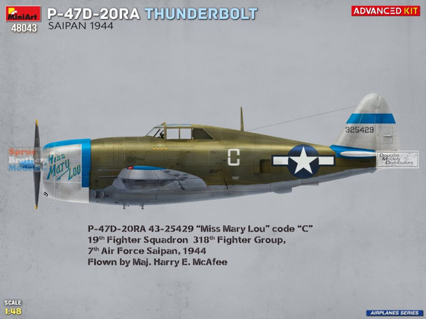 MIA48043 1:48 Miniart P-47D-20RA Thunderbolt Saipan 1944 [Advanced Kit]