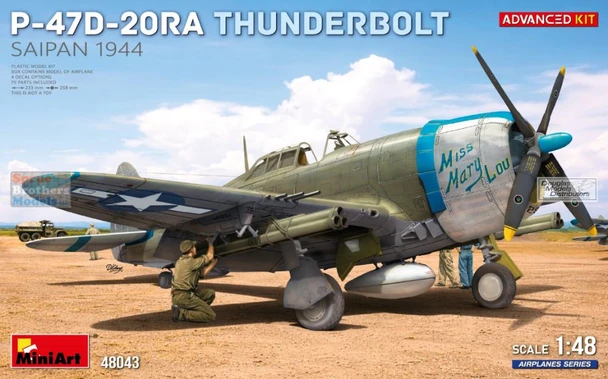 MIA48043 1:48 Miniart P-47D-20RA Thunderbolt Saipan 1944 [Advanced Kit]