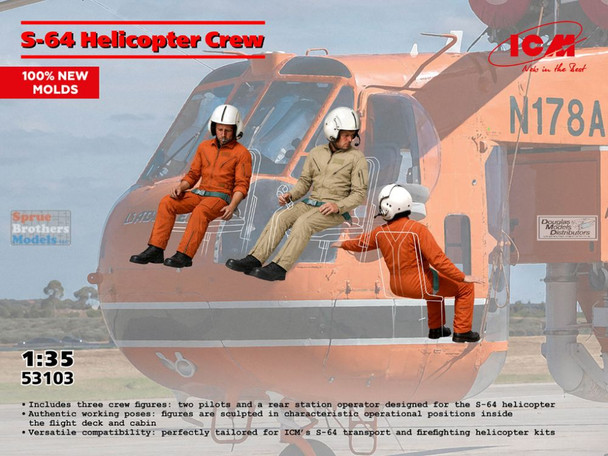 ICM53103 1:35 ICM Crew Figure Set for S-64 Skycrane Helicopter
