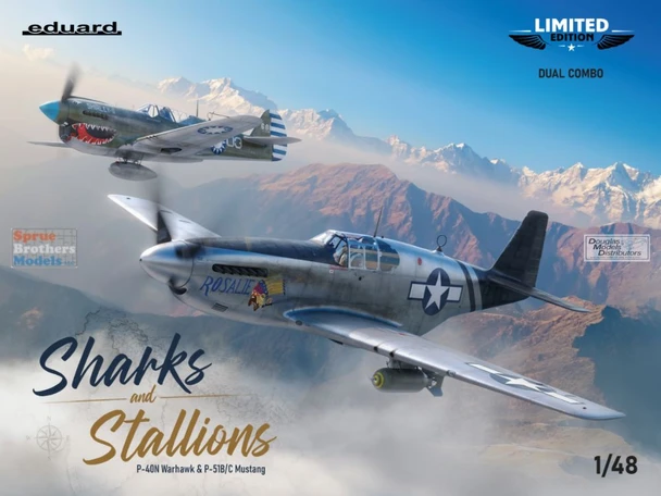 ONEEDU11200 1:48 Eduard Sharks and Stallions: P-40N Warhawk & P-51B P-51C Mustang [Limited Edition Dual Combo] (BOX DAMAGE)