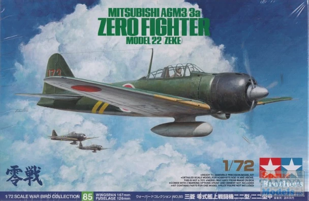 ONETAM60785 1:72 Tamiya Mitsubishi A6M3 (Zeke) - 3a Zero Fighter Model 22 (BOX DAMAGE)