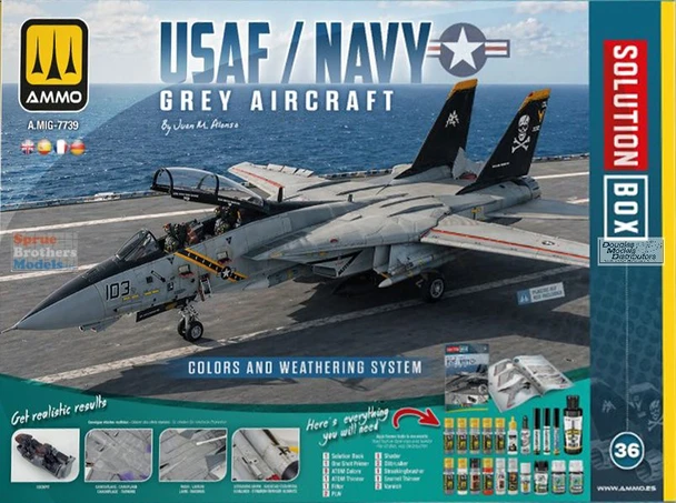 AMM7739 AMMO by Mig Solutions Box - USAF / US Navy Grey Aircraft Colors and Weathering System