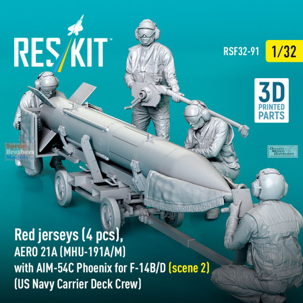 RESRSF320091F 1:32 ResKit Red Jerseys Figure Set with AERO 21A (MHU-19A/M) with AIM-54C Phoenix for F-14B/D - Scene 2