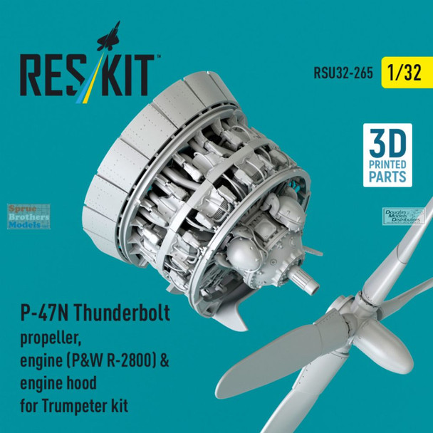 RESRSU320265U 1:32 ResKit P-47N Thunderbolt Propellers, Engine & Engine Hood Set (TRP kit)