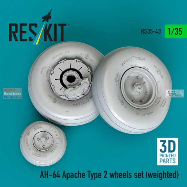 RESRS350043 1:35 ResKit AH-64 Apache Weighted Wheels Set Type 2