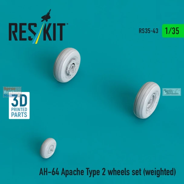 RESRS350043 1:35 ResKit AH-64 Apache Weighted Wheels Set Type 2