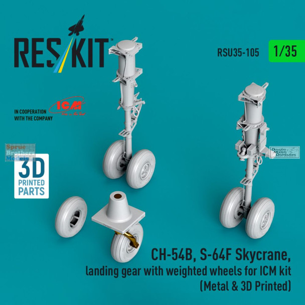RESRSU350105U 1:35 ResKit CH-54B S-64F Skycrane Landing Gear with Weighted Wheels (ICM kit)