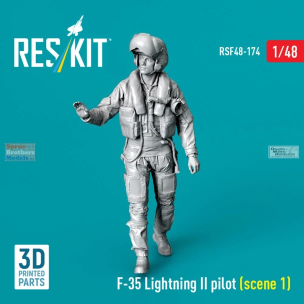 RESRSF480174F 1:48 ResKit F-35 Lightning II Standing Pilot Figure - Scene 1