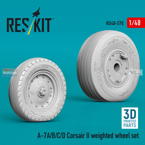 RESRS480570 1:48 ResKit A-7A A-7B A-7C A-7D Corsair II Weighted Wheels Set