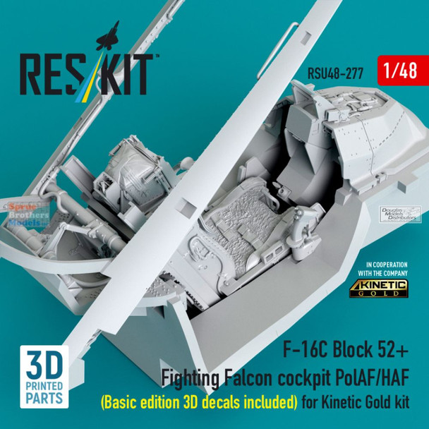 RESRSU480277U 1:48 ResKit F-16C Block 52+ Falcon Cockpit Set for Polish/Hellenic Air Force Basic Edition (KIN kit)