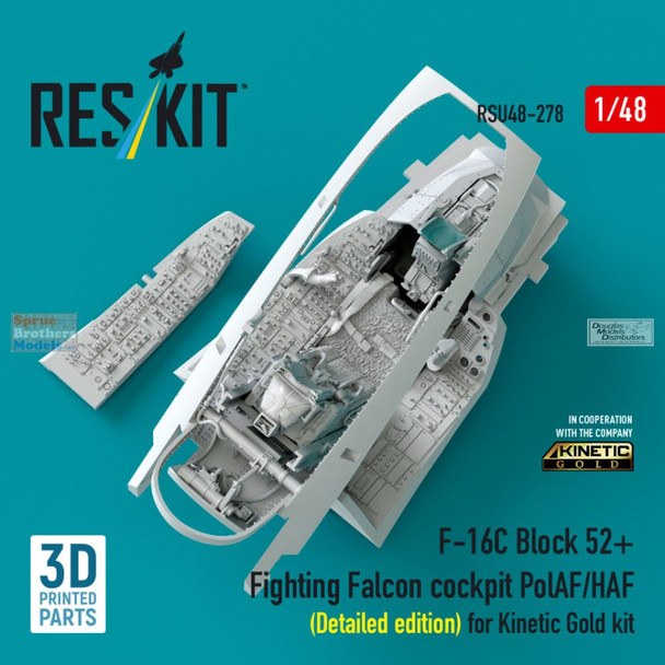 RESRSU480278U 1:48 ResKit F-16C Block 52+ Falcon Cockpit Set for Polish/Hellenic Air Force Detailed Edition (KIN kit)