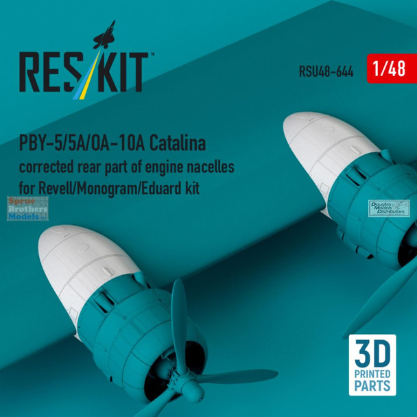 RESRSU480644U 1:48 ResKit PBY-5 PBY-5A OA-10A Catalina Corrected Rear Part of Engine Nacelles (REV/EDU kit)