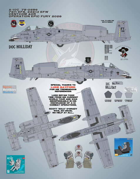 BMA48059 1:48 Bullseye Model Aviation Decals - A-10C Thunderbolt II 'Hormuz Hawgs'