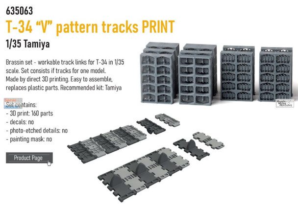 EDU635063 1:35 Eduard Brassin T-34 V Pattern Workable Track Set (TAM kit)