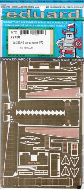 EDU72758 1:72 Eduard PE - Ju290A-5 Cargo Ramp (REV kit)