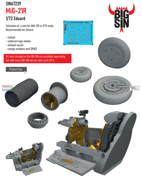 EDUSIN67239 1:72 Eduard BIG SIN MiG-21R Fishbed Super Detail Set (EDU kit)