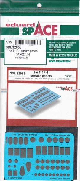 EDU3DL32053 1:32 Eduard SPACE - He111P-1 Surface Panels (REV kit)
