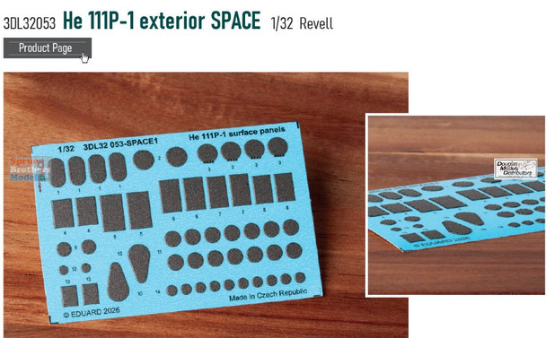 EDU3DL32053 1:32 Eduard SPACE - He111P-1 Surface Panels (REV kit)