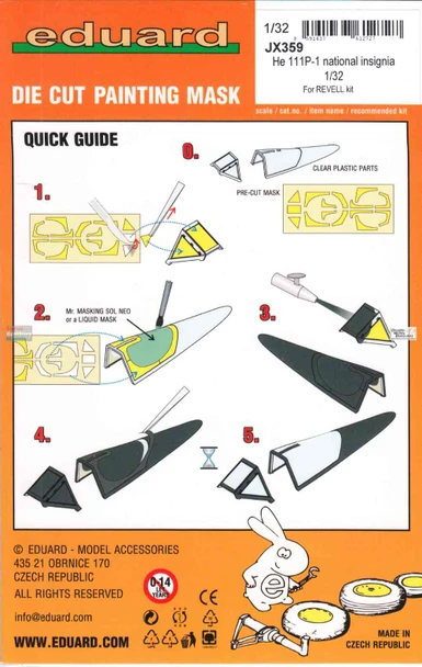 EDUJX359 1:32 Eduard Mask - He111P-1 National Insignia (REV kit)