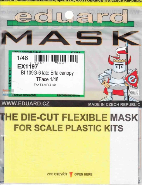 EDUEX1197 1:48 Eduard Mask - Bf109G-6 Late Erla Canopy TFACE (TAM kit)