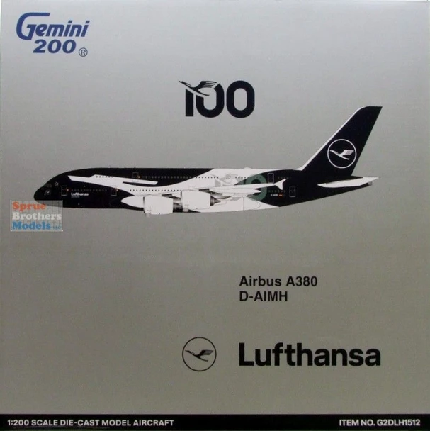 GEMG21512 1:200 Gemini Jets Lufthansa Airbus A380 Reg #D-AIMH '100' (pre-painted/pre-built)