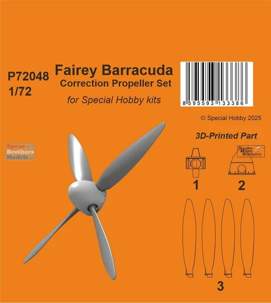 SPHP72048P 1:72 Special Hobby Fairey Barracuda Correction Propeller Set (SPH kit)