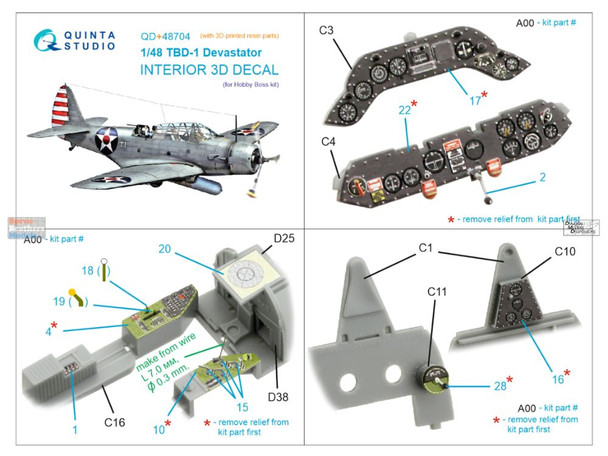 QTSQD48704R 1:48 Quinta Studio 3D Decal - TBD-1 Devastator (HBS kit)