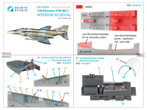 QTSQD48708R 1:48 Quinta Studio 3D Decal - Phantom FGR.2 (HAS kit)