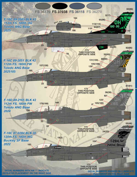 FUR48103 1:48 Furball Aero Design F-16C F-16D Block 30/32/40/42/52 Falcon 'Air National Guard  Vipers'
