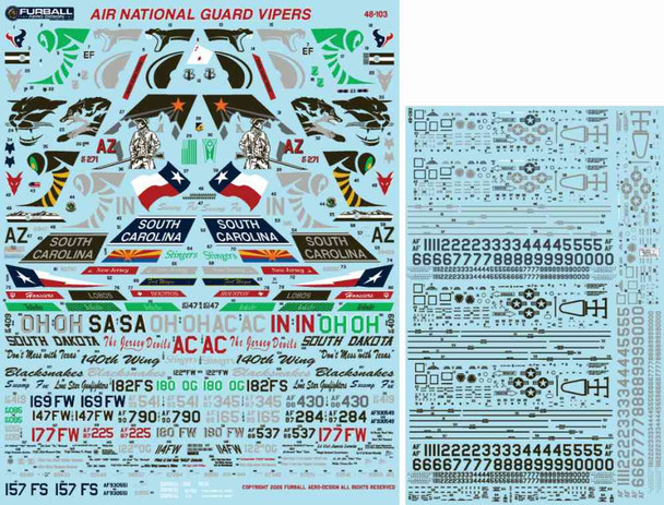 FUR48103 1:48 Furball Aero Design F-16C F-16D Block 30/32/40/42/52 Falcon 'Air National Guard  Vipers'