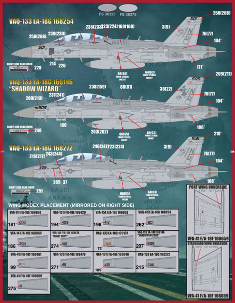 FUR48105 1:48 Furball Aero Design F-18E F-18F Super Hornet EA-18G Growler F-35C Lightning II 'Team Shogun CVW-9 at War: Operation Epic Fury'