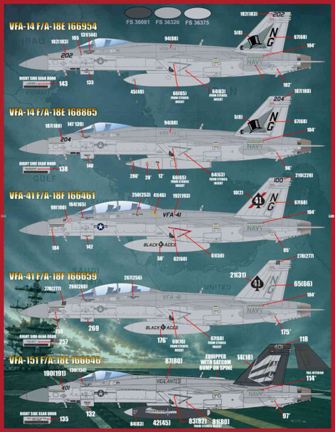FUR48105 1:48 Furball Aero Design F-18E F-18F Super Hornet EA-18G Growler F-35C Lightning II 'Team Shogun CVW-9 at War: Operation Epic Fury'