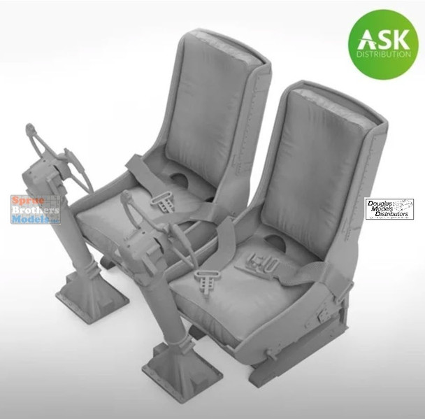 ASKA48100 1:48 ASK/Art Scale B-25 Mitchell Pilot Seats with Seatbelts & Control Columns (HKM kit)