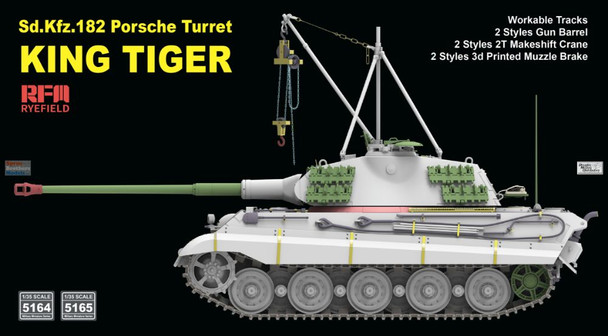 RFMRM5164 1:35 Rye Field Model Sd.Kfz.182 King Tiger Porsche with 2-ton Makeshift Crane
