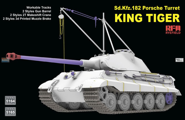 RFMRM5164 1:35 Rye Field Model Sd.Kfz.182 King Tiger Porsche with 2-ton Makeshift Crane