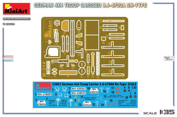 MIA53061 1:35 Miniart German 4x4 Troop Carrier 3.6-6700A RN-Type
