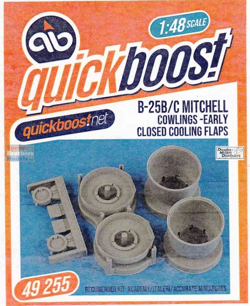 QBT49255 1:48 Quickboost B-25B B-25C Mitchell Cowlings Early with Closed Cooling Flaps (ACA/ITA kit)