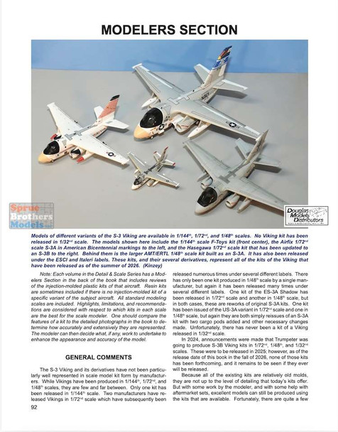 DAS3394 Detail & Scale Books - S-3 Viking (Includes US-3A COD and ES-3A Shadow)