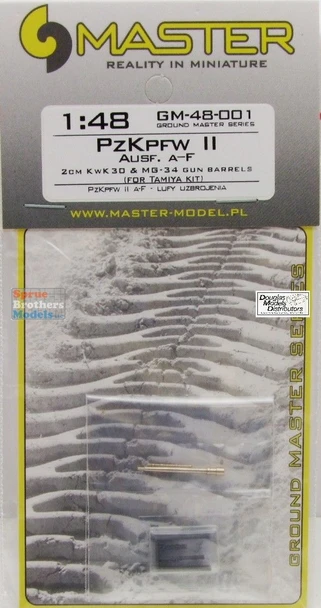 MASGM48001 1:48 Master Model - Panzer PzKpfw.II Ausf.A-F 2cm KwK30 & MG-34 Gun Barrels (TAM kit)